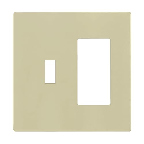 Image of ENERLITES Combination Toggle Light Switch /Decorator Light Switch Plate, Double Switch Wall Plate, Standard Size 2-Gang 4.68 inch x 4.73 inch, Polycarbonate Thermoplastic, Gloss Finish, SI881131-I, Ivory
