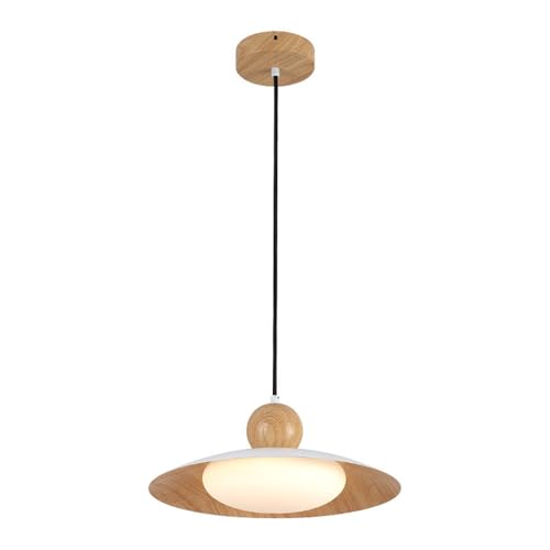 Lampe suspendue ronde en bois 35cm luminaire chapeau minimaliste