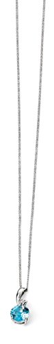 Image of Elements Gold for Ladies 9ct White Gold Blue Topaz and Diamond Pendant with Chain of 46cm