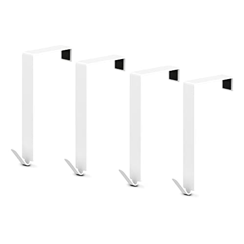 primahook Türhaken Weiß - bis 4,5 cm Türblattstärke, ohne Falz - 4 Stück - Kleiderhaken über Tür - Fensterhaken Deko - Garderoben-Haken - Handtuchhalter Cover