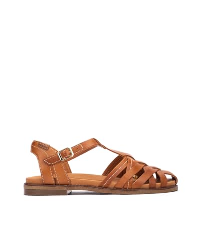 Pikolinos Sandalias Planas en Cuero Navia para Mujer en Color Marrón