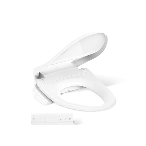 Kohler PureWash E700 Heated Bidet Toilet Seat, White with Remote, Warm Water, Quiet-Close Lid, Self-Cleaning Wand, Adjustable Water Pressure and Nightlight, Easy Installation Bidet Attachment