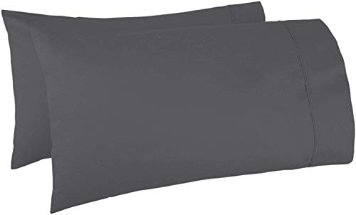 Kamas Egyptian Cotton Sateen Weave Pack of 2 Extra Large Pillowcase to Fit Your Oversized Pancake Large Huge & Gusseted Pillows (Dark Grey Queen Oversize- 23x34)