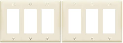 Image of ENERLITES Decorator Light Switch or Receptacle Outlet Wall Plate, Gloss Finish, Size 3-Gang 4.50 inch x 6.38 inch, Polycarbonate Thermoplastic, 8833-LA, Light Almond (Pack of 2)