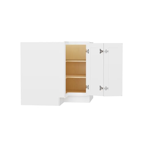 Image of Furinno Shaker EZ Reach Base Corner Diagonal Kitchen Cabinet, Ready to Assemble, 24 D x 33 W x 34.5 H, White