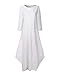 Jacansi Women Boho Beach Party Plain Cotton Linen High Low Hem Kaftan Dress (04-White, XL)