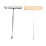 DEARMAMY Fleischknochenhaken T-griff Aus Edelstahl Mit Holzgriff Robustes Grillwerkzeug Für Metzgerei Und Restaurant Flexibler Fleischaufhänger Für Grill Und Küchenbedarf