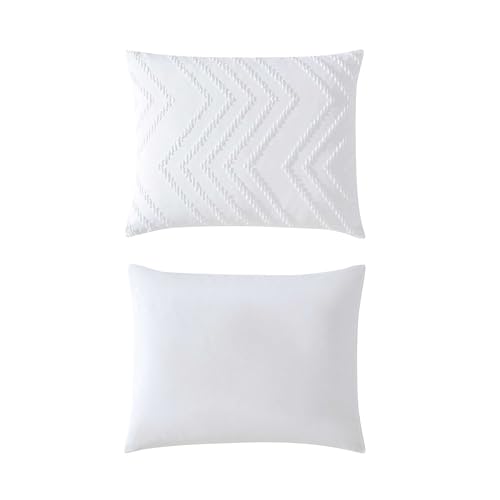 Juego de edredón Queen reversible blanco colcha suave con fundas almohada y manta sofá 5