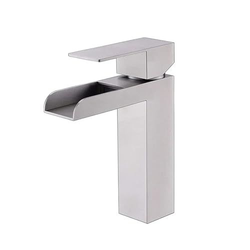 Robinet de salle de bains cascade mitigeur lavabo acier inoxydable 304 avec tuyau eau - 2