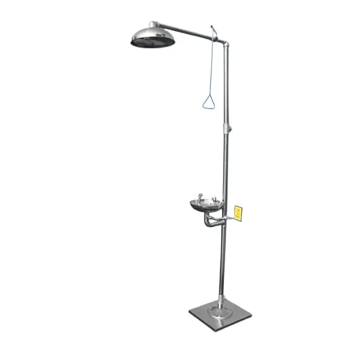 304 Stainless Steel Composite Emerncy Shower Eyewash,Vertical Double Eye Washing Shower Set,DIY Tools(A)
