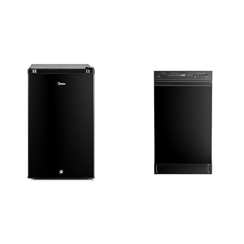 Midea MRU03M2ABB 3.0 Cu.ft Upright Freezer, Black &amp; Midea MDF18A1ABB Built-in Dishwasher with 8 Place Settings, 6 Washing Programs
