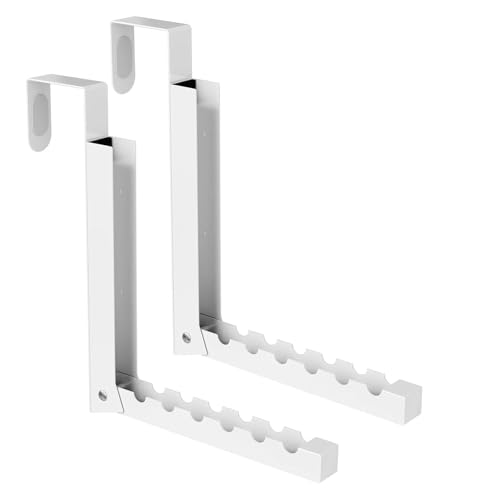 2-Pack Over The Door Hanger Foldable Clothes Drying Rack, Collapsible Hanging Coat Rack for Laundry Room & Bedroom, Space-Saving Compact Foldable Portable Clothing Hanger Hook, White