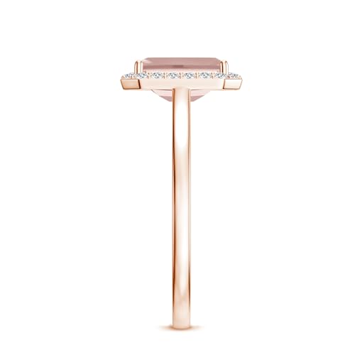Natural Emerald Cut Morganite Halo Engagement Ring with Moissanite in Gold Plated/ 925 Sterling Silver| Birthstone, Birthday, Anniversary, Wedding Jewelry Gift for Women4