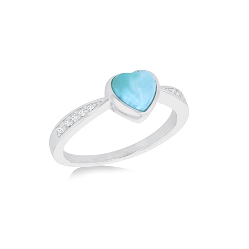 Bague larimar cœur argent 925 cadeau romantique pour femme