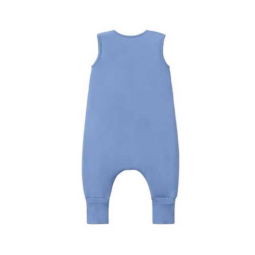 Image of Baby /Toddler Sleep Sack with Legs, Rayon from Bamboo 95% + 5% Spandex, 1.0 TOG, 2‑Way Zipper Sleeping Bag, Walker‑Friendly 18-36M Blue
