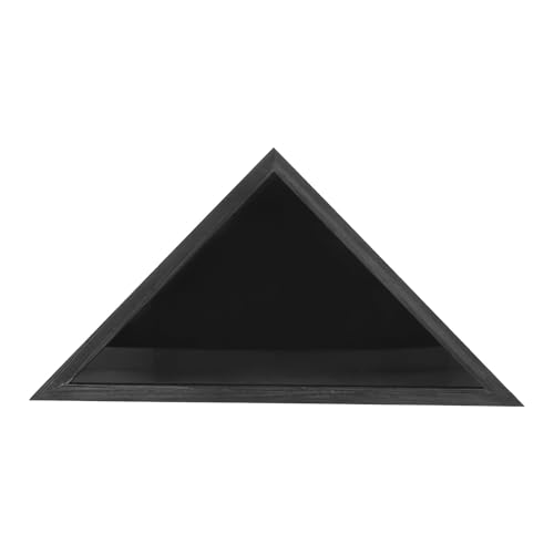 BESPORTBLE Caja de Madera para Almacenamiento de Bandera Diseño Triangular para Exhibición y Protección con Cubierta Protectora Decorativa para Pared y Uso Duradero