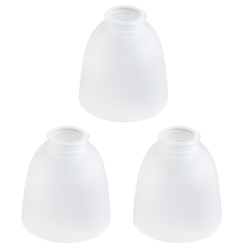 Image of 3-Pack White Frosted Glass Shade Replacements, Ceiling Fan Light Covers Glass Globes Lampshades for Chandelier, 4.92 inchHigh, 4.72 inchDiameter, 1.65 inchFitter, Bell Shaped Glass Shades