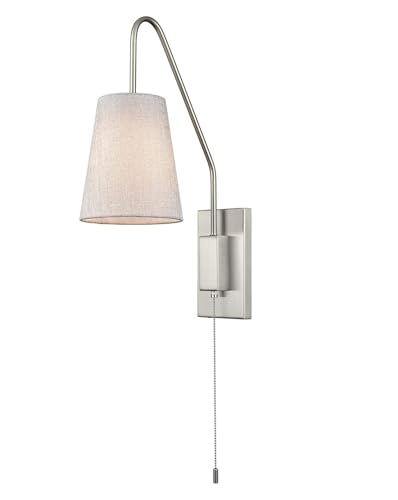 Aplique de pared con cordón cromo L9013 y pantalla de tela retro para dormitorio