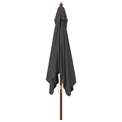 Parasol anthracite de qualité supérieure avec mât en bois solide 3x3m