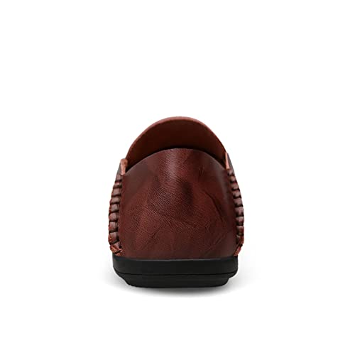 Mens Loafers Genuine Leather Stitching Details Round Toe Rubber Sole Simple Comfortable Flat Heel Anti-Slip Outdoor Slip-on3