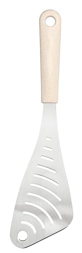 GastroMax Pfannenwender, geschlitzt BIO | Leinen | Lebensmittel Kochen Küche Utensil | Spülmaschinenfest | Lebensmittelgeprüft und BPA-frei | L2 x W9 x H32 cm