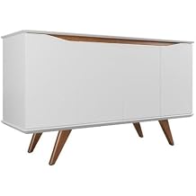 Manhattan Comfort Tudor 53.15 Sideboard with 4 Shelves in White Matte and Maple Cream