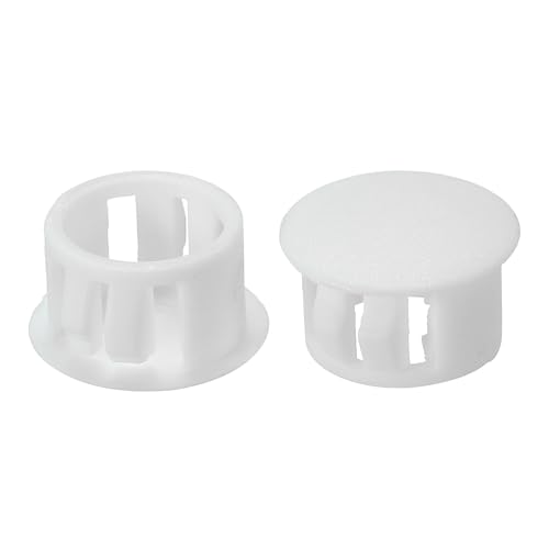 Image of PATIKIL 14mm (9 /16 inch) Plastic Hole Plugs, 60Pcs Flush Type Round Hole Plugs Cover Snap in Locking Hole Tube for Table Kitchen Cabinet Furniture, White