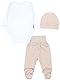 TupTam Baby Mädchen Jungen Bekleidungsset Langarmbody Hose Mütze mit Aufdruck Spruch 3 teilig, Farbe: Bärchen auf der Wolke Weiß Beige, Größe: 68