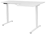 Beliani Escritorio esquinero Regulable eléctrico Forma de L 160 x 59 cm Derecho Tablero Blanco Base Blanca Destines