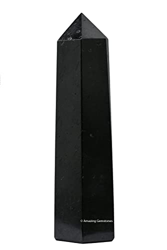 Image of Amazing Gemstone Large Black Tourmaline Crystal Towers ~ Natural Healing Crystal Point Obelisk for Reiki Healing and Crystal Grid (5.5 to 6 INCH)