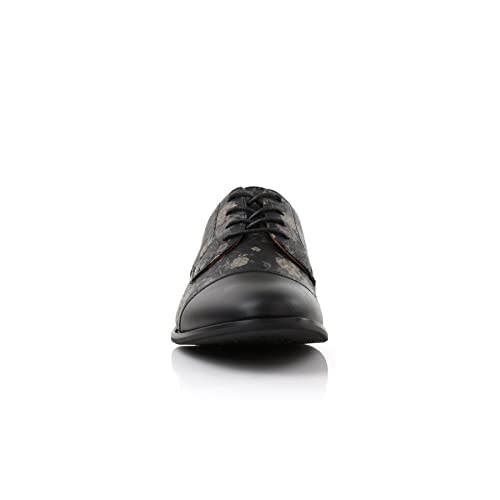 Image of Ferro Aldo Men's Modern Cap-Toe Derby Collection | Statement Dress Shoes in Floral, Woven, & Classic Styles
