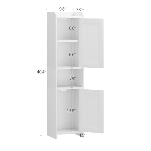 GLANZALANT Bathroom Cabinet with 2 Doors, 7.3 x 9.8 x 40.4 Inches, Small Freestanding Storage Cabinet with Adjustable Shelf, Floor Cabinet for Small Spaces, Bathroom, Entrances, Kitchen, White by GLANZALANT - Image 6