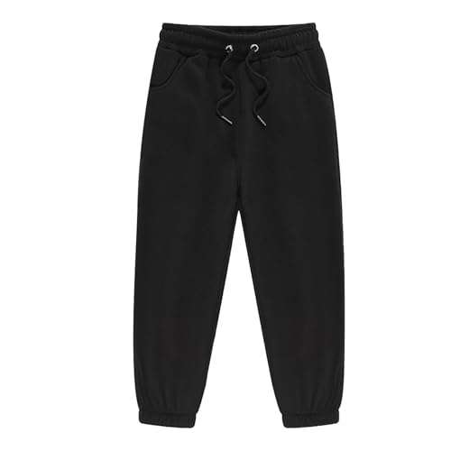 Generisch Pantalon Enfant Unisex Fille Style Automne-Hiver Long Pantalon Sport Élastique Pantalon Enfant Garçon Pantalon, Noir , 6-7 ans