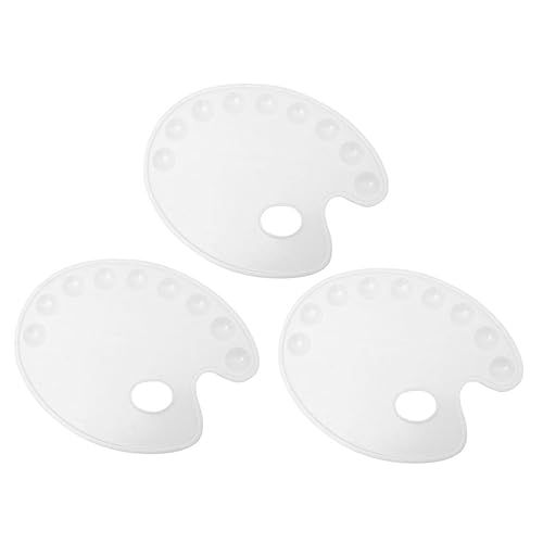 HOMSFOU Artists' Essential: 3pcs Plastic Mixing Tray 9 Holes Hand Grip Paint Plate Lightweight Portable Versatile for Acrylic Watercolor Oil Paints