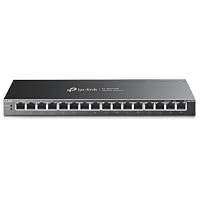TP-Link TL-SG116P 16-Port Gigabit PoE Switch(120 Watt, IEEE-802.3af/at PoE, lüfterlos, Plug-and-Play, Robustes Metallgehäuse) Schwarz – Ansicht 2