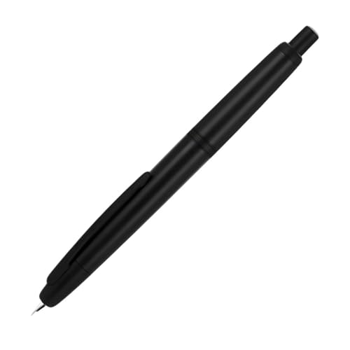 Image of GOLD LEAF Jinhao 20 Press Retractable Fountain Pen - Fine Nib with Converter - Plastic Body & Metal Clip - Multiple Colors - Smooth Writing Pen (No Ink Included) (Matt Black (Black Clip))