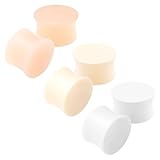 BanaVega Piercing de silicona para la oreja, diseño de piel oscura, color blanco claro, doble acampanado, para piercing de lóbulo, joyería a elegir tamaños, Silicona, Sin gemas.