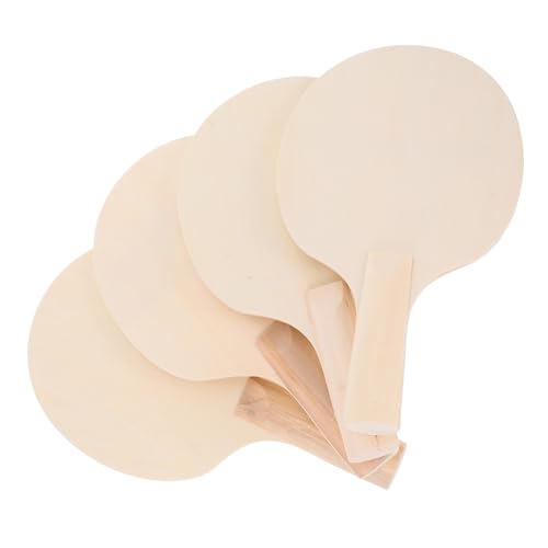 ERINGOGO DIY Table Tennis Racket Kit 4 Unfinished Wooden Paddles Boys and Girls Paddle Set Outdoor Equipment Racquets Blanks Craft Paint