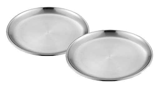 Anawakia Juego de 2 platos redondos de acero inoxidable de 14 cm, color plateado Cover