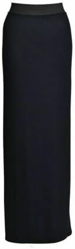 Ladies Elasticated Full Length Stretchy Jersey Womens Plain Maxi Skirt (S-M (8-10), Baby Pink) (Black, ML(12-14) UK)