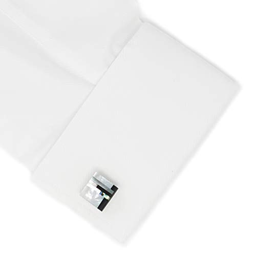 Mendepot Classic Genuine Onyx And Mother Of Pearl Cufflinks Men Classic Cuff Links With Box #TOP2