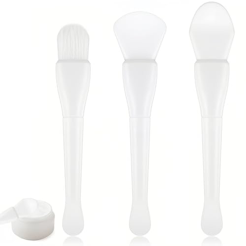 3 Pièces Visage Brosse Masque en Silicone, Pinceaux Masque, Pinceau Applicateur Avec Pointe en Silicone Souple, pour L'application Visage Yeux Crème ou DIY (3 Formes Différentes)
