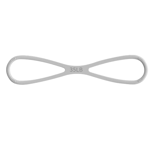 VEAREAR Resistance Bands, Foldable Fitness Elastic Strap, Figure 8 Exercise Bands for Women Men, 15/25/35Lbs Fitness Band for Workout Home Gym Stretching Pilates Grey
