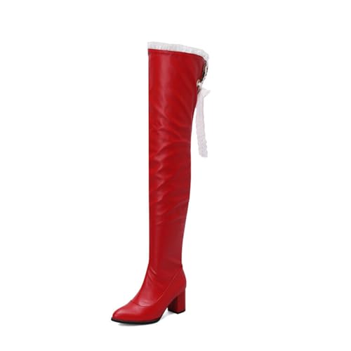 Bottes au genou élastiques à talon haut de grande taille pour femmes