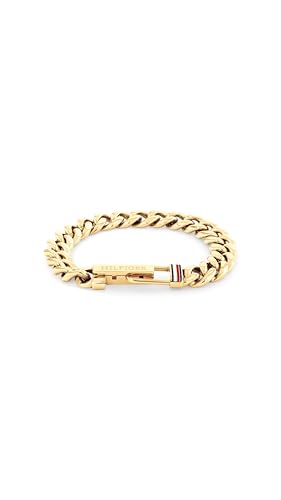 Tommy Hilfiger Jewelry Braccialetto a Catena da Uomo in Acciaio Inossidabile con placcatura ionica Oro Giallo - 2790665