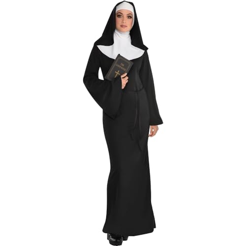 Black/White Holy Sister Nun Costume Set For Adults - (1 Pack) - Elegant & Luxurious - Premium Quality Fabric - Perfect For Themed Parties & Events (Standard Size - One Size Fits All)