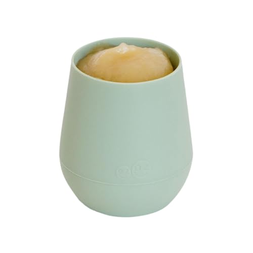 Image of ezpz Tiny Cup - 100% Silicone Drinking Training Open Cup for Baby /Infants - Designed by a Pediatric Feeding Specialist - Soft Non-Slip Grip - Weighted Base & Tactile Bumps - 59 ml, 4 Months+ (Sage)