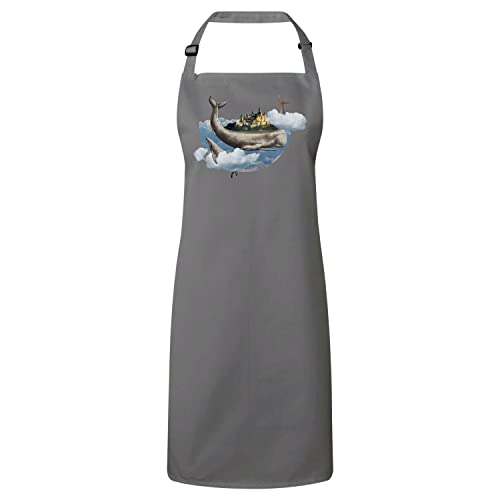 Tablier cuisine gris avec baleine ciel pour cuisiner en famille avec style