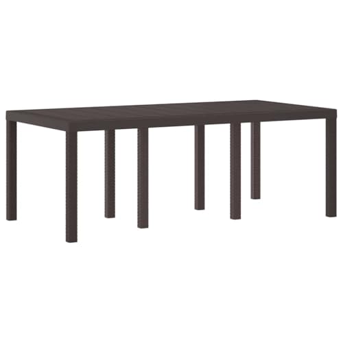 Table de jardin polyrotin marron 200x100 meuble résistant météo - 2