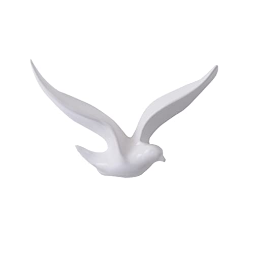 Ceramic White Dove Bird Handcrafted Sculpture 3D Wall Art Decor Home Living Room Office Wedding Gift 18Cm #TOP27